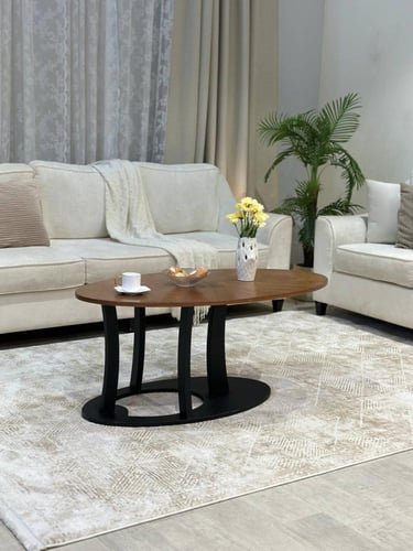 طاولة ضيافة اساسية سطح خشب بني قشر جواز