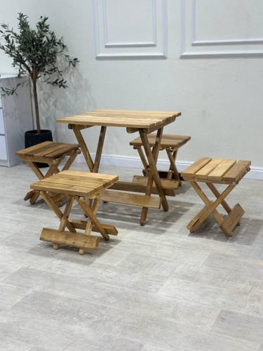 طقم طاولة و4 كراسي خشب تركي قابل للطي – جودة وأناق...