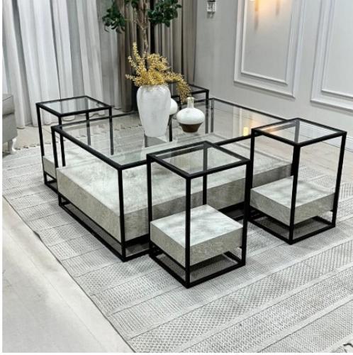 طقم طاولة ضيافة مستطيل مع 4 خدمة