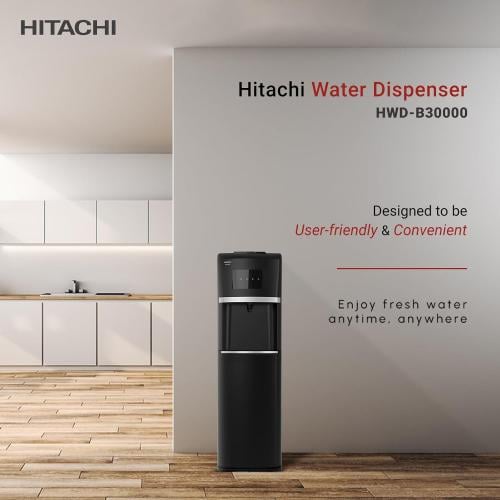 هيتاشي HWD-B30000 برادة مياه تعبئة سفلية ,لون أسود