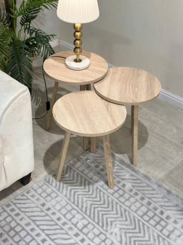 طقم طاولات 3 قطع لون بيج