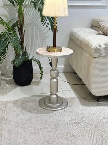 طقم طاولات ضيافة 2+6 – سطح بديل رخام