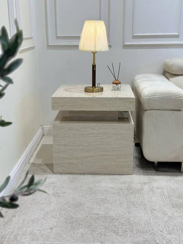 طاولة زاوية بديل الرخام ترافنتينو ناعم *عروض عيد ا...