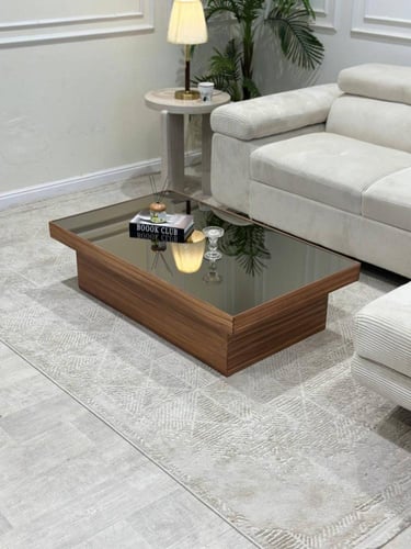 طقم طاولة ارضي زجاج مرايا مع 4 خدمة - تصميم عصري