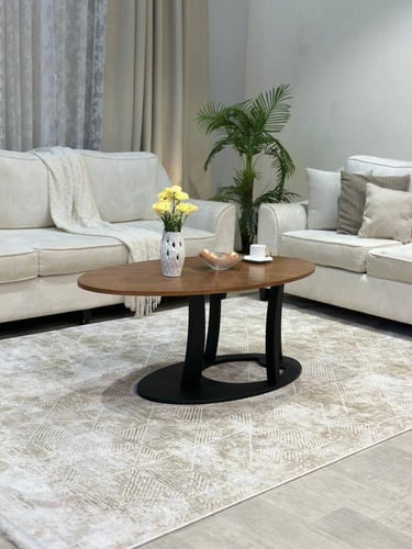 طاولة ضيافة اساسية سطح خشب بني قشر جواز