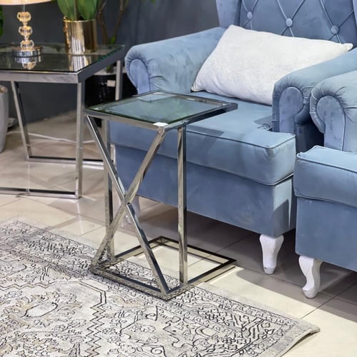 طاولة خدمة استيل فضي