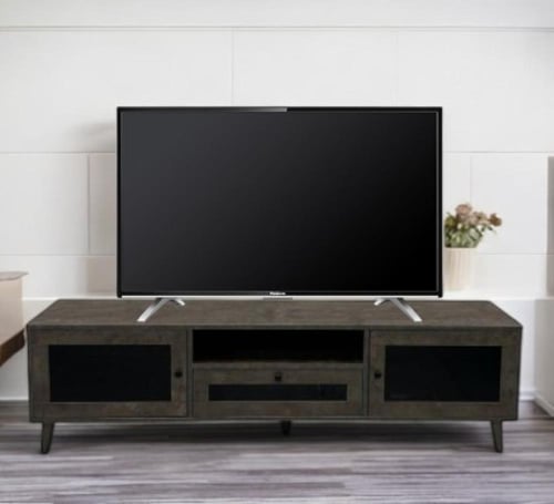 طاولة تلفزيون خشب رمادي مقاس 160 سم