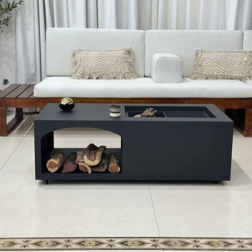 منقل بكس ديكور صاج لون أسود بدون غطاء