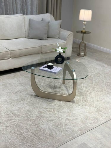 طاولة ضيافة قاعدة شمباني زجاج شفاف - تصميم عصري