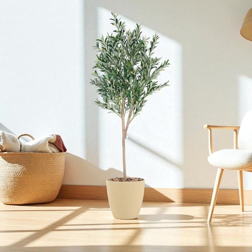 شجرة زيتون طبيعية صناعية – مرْكن بلاستيك ملون – ار...