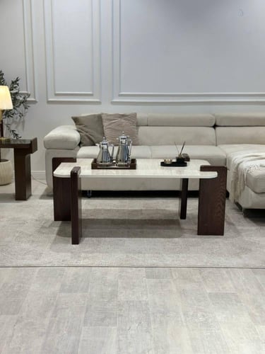 طقم طاولات خشب مع بديل رخام فاخر (1 + 6)*عروض