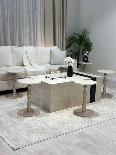 طاولة كنب فاخر مع 6 خدمة بتصميم عصري ومواصفات مميز...