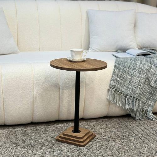 طاولة خدمة دائري مفرد سطح خشب