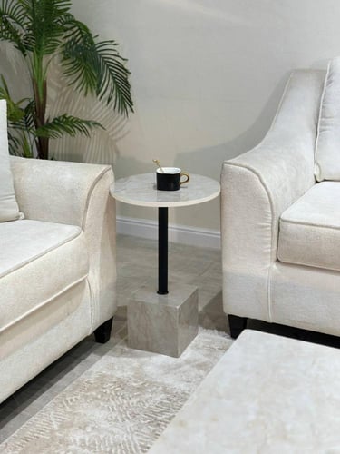 طقم طاولة ضيافة مع 4 طاولات خدمة بديل الرخام