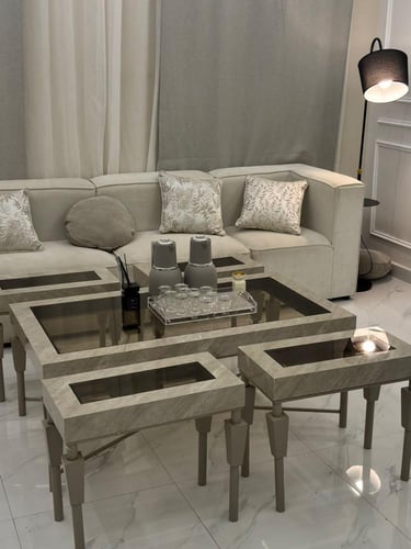 طقم طاولات بديل رخام فاخر مع 4 طاولات خدمة – تودو