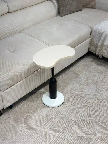 طاولة خدمة حديد أسود سطح خشب بيج - بتصميم فاخر وأن...