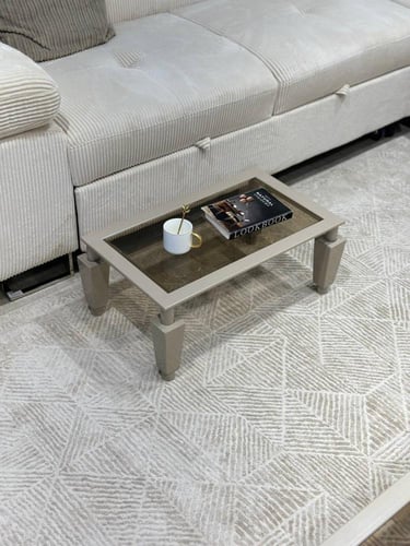 طقم طاولات ضيافة ارضي لون شبماني مع 4 خدمة