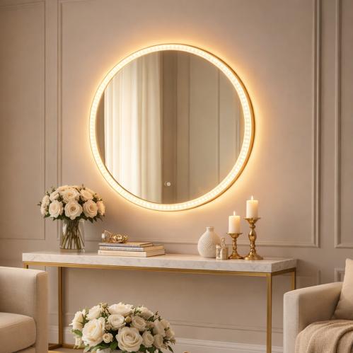 مرآة دائرية بإضاءة LED –مقاس 60*60 سم