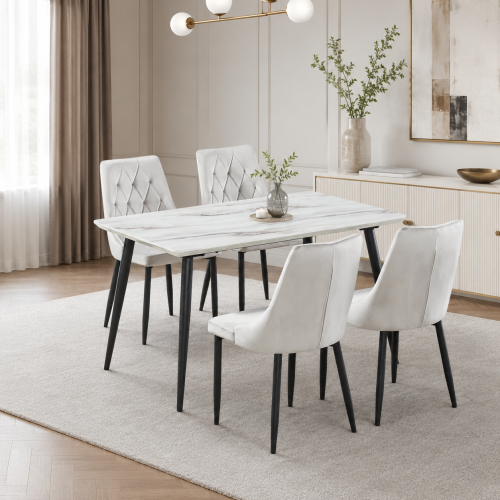 طاولة طعام بديل رخام 4 كرسي M-020 WHITE