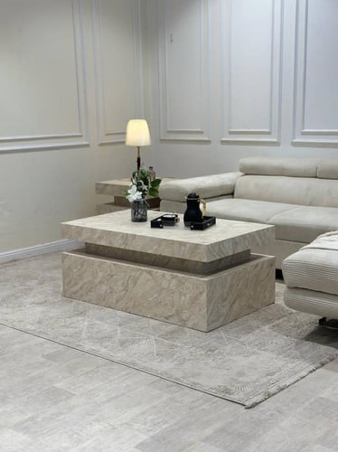 طقم طاولة ضيافة مع 4 خدمة بديل الرخام خشن *عروض