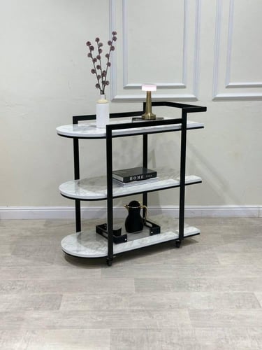 عربة تقديم شاي وقهوة طاولة متحركة لون ابيض*عروض