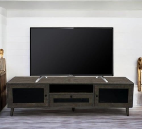 طاولة تلفزيون خشب رمادي مقاس 160 سم