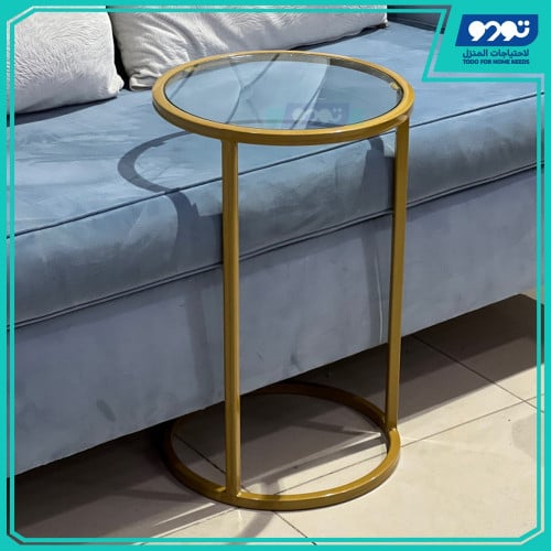 طاولة خدمة حديد ذهبي زجاج شفاف