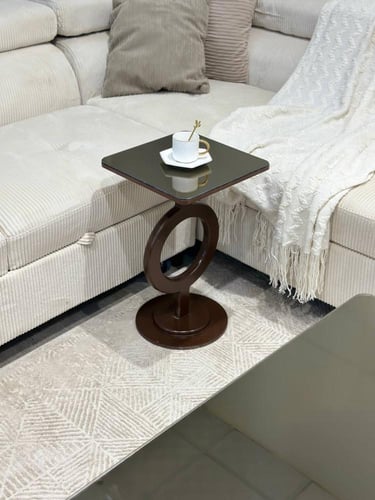 طقم طاولة ضيافة مع 6 خدمة سطح زجاج بني - تصميم عصر...