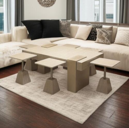 طقم طاولة ضيافة كنب مع 6 طاولات خدمةبديل رخام