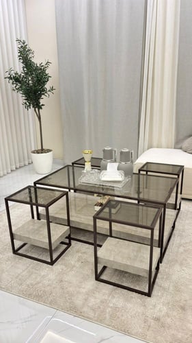 طقم طاولة ضيافة مع 4 قطع خدمة بني*عروض عيد الفطر ا...