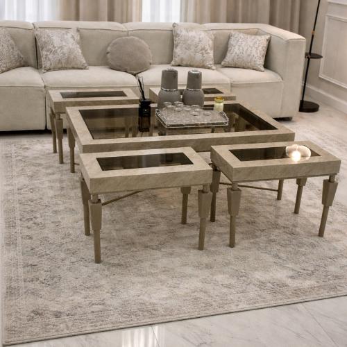 طقم طاولات بديل رخام شمباني مع 4 طاولات خدمة *عروض