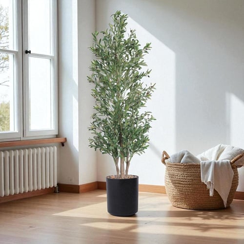 شجرة زيتون صناعية بثلاثة فروع – ارتفاع 210 سم مع ح...