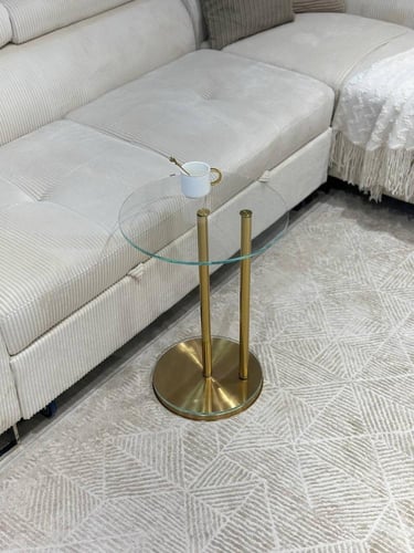 طاولة خدمة حديد ذهبي سطح زجاج شفاف - بتصميم فاخر و...