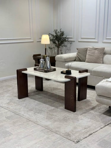 طقم طاولات خشب مع بديل رخام فاخر (1 + 6)*عروض