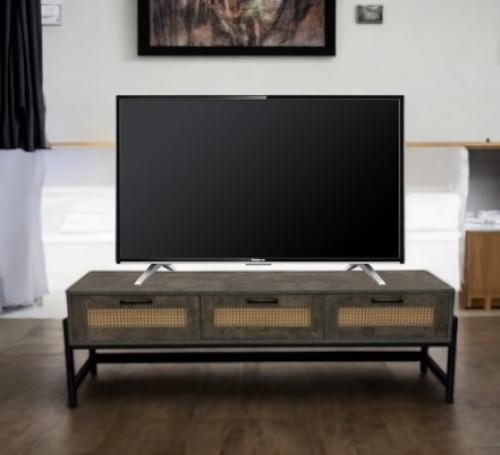 طاولة تلفزيون خشبي لون رمادي غامق مقاس 160 سم