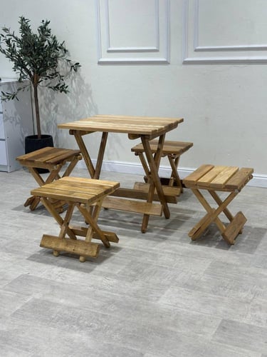 طقم طاولة و4 كراسي خشب تركي قابل للطي – جودة وأناق...