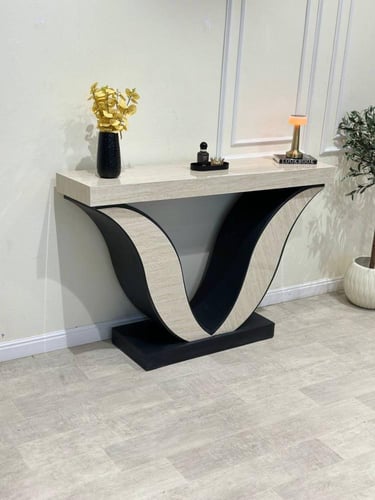 كونسول مدخل بديل الرخام بقاعدة خشبية فاخرة