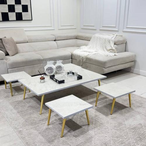 طقم طاولات ارضي ضيافة بديل رخام مع 4 خدمة *عروض