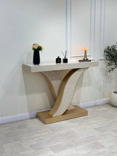 كونسول مدخل بديل الرخام بقاعدة خشبية فاخرة