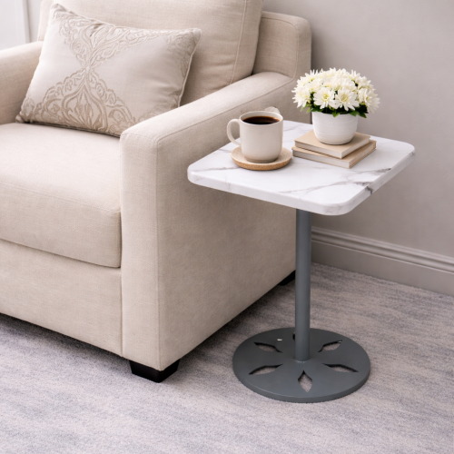 طاولة خدمة مفرد قاعدة حديد سطح خشب