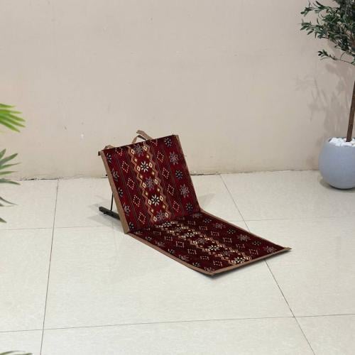 كرسي أرضي للرحلات والتخييم مع مسند ظهر متعدد الألو...