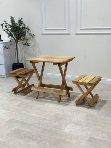 طقم طاولة و4 كراسي خشب تركي قابل للطي – جودة وأناق...