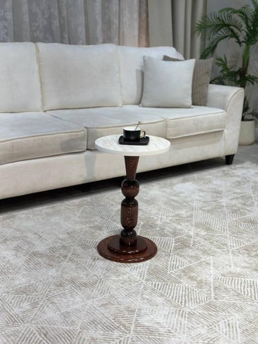 طقم طاولة خشب بسطح بديل رخام – تصميم فاخر وأنيق