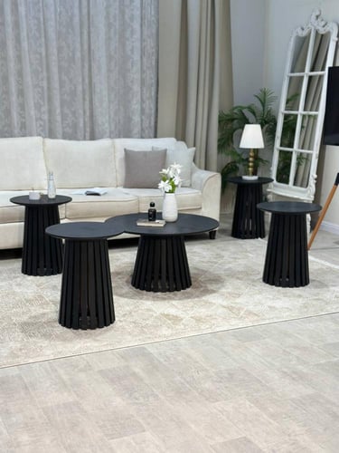 طقم طاولات ضيافة سطح خشب