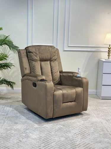 كرسي استرخاء هزاز دوّار فاخر – بلون بني أنيق
