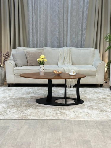 طاولة ضيافة اساسية سطح خشب بني قشر جواز