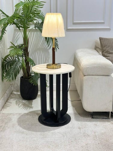 طقم طاولة اسود ضيافة بيضاوية مع 2طاولات خدمة *عروض