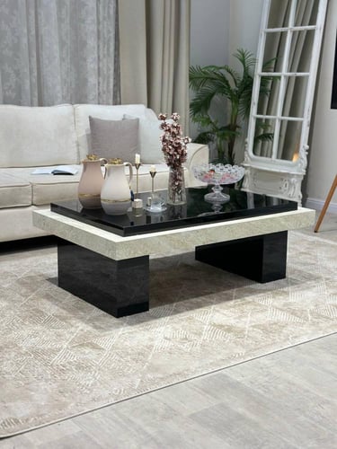 طقم طاولة ضيافة بتفاصيل رخامية – فخامة طبيعية من ت...