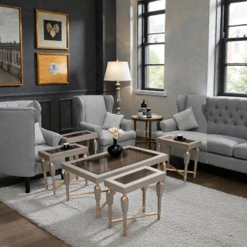 طقم طاولات ضيافة مع 4 خدمة خشب سنديان