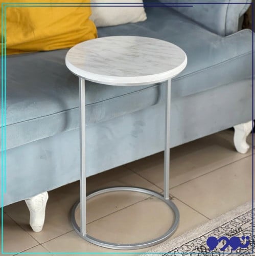 طاولة خدمة خشب كلاسيك بهيكل حديد فضي